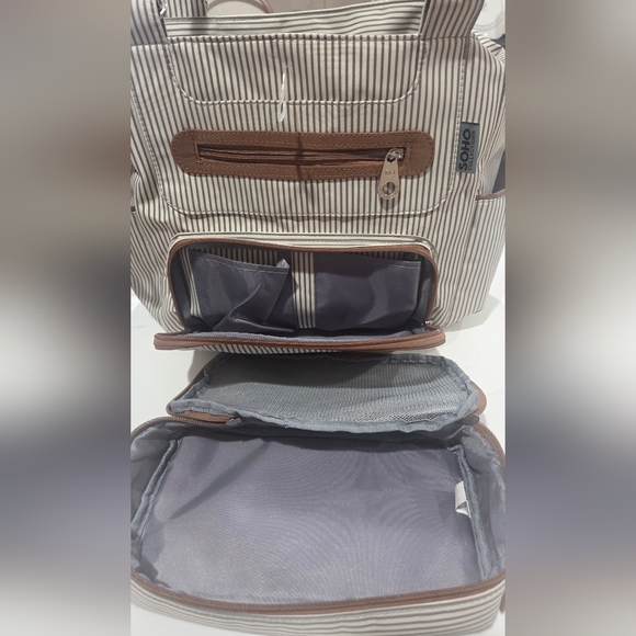 Elegant Striped Baby Bag - Cream and Brown NWOT - Picture 7 of 15